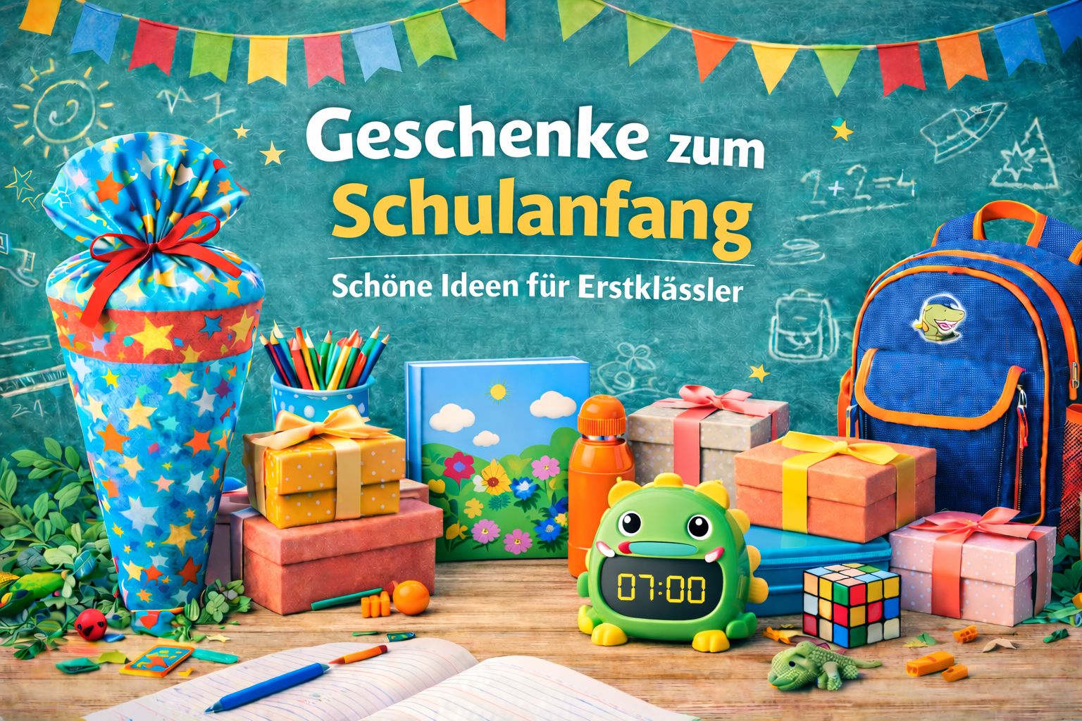 Geschenke zum Schulanfang mit Schultüte, Schulranzen und Ideen für Erstklässler